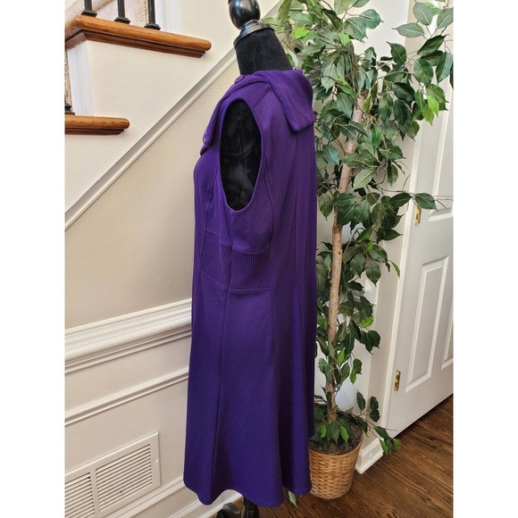 Spense Women's Purple Solid Polyester Cowl Neck Sleeveless Knee Length Dress 14 - Picture 6 of 12